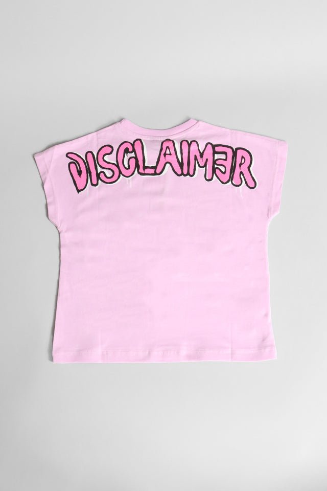 T-shirt Disclaimer rosa scritta fuxia - Angel Luxury