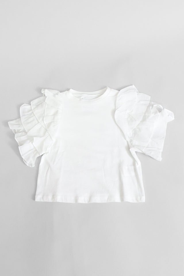T-shirt Douuod bianca con rouche - Angel Luxury