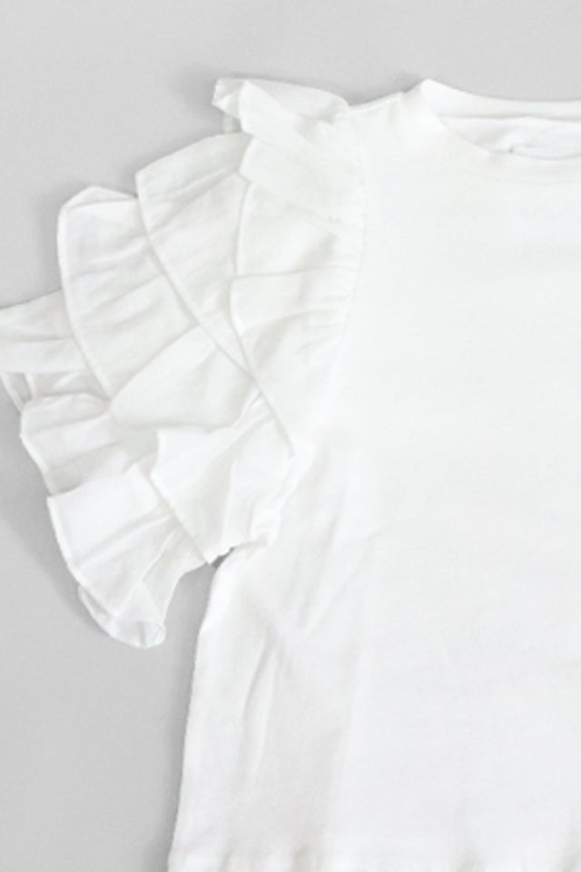 T-shirt Douuod bianca con rouche - Angel Luxury