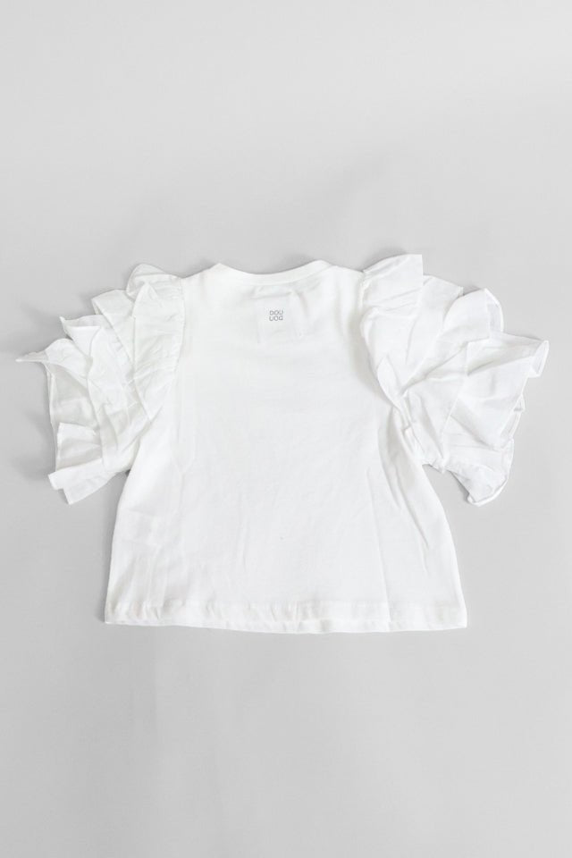 T-shirt Douuod bianca con rouche - Angel Luxury