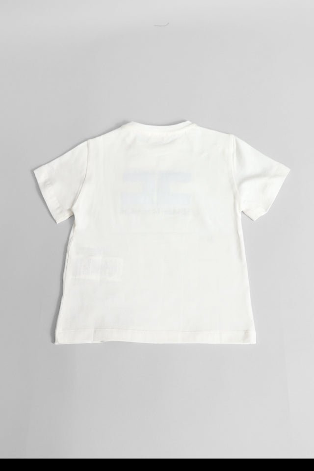 T- shirt Elisabetta Franchi crema con logo - Angel Luxury