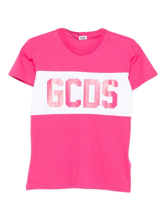 T - SHIRT FUCSIA CON LOGO GCDS - Angel Luxury