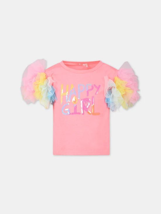 T - SHIRT FUCSIA CON SCRITTA MULTICOLOR BILLIEBLUSH - Angel Luxury