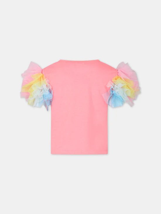 T - SHIRT FUCSIA CON SCRITTA MULTICOLOR BILLIEBLUSH - Angel Luxury