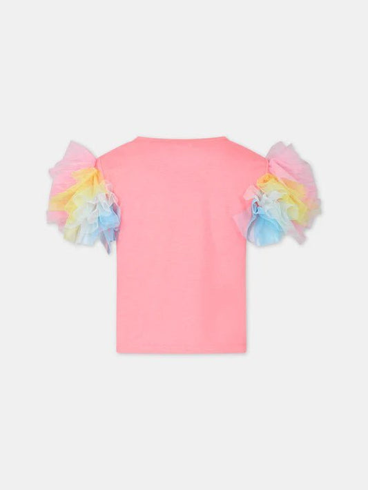 T - SHIRT FUCSIA CON SCRITTA MULTICOLOR BILLIEBLUSH - Angel Luxury