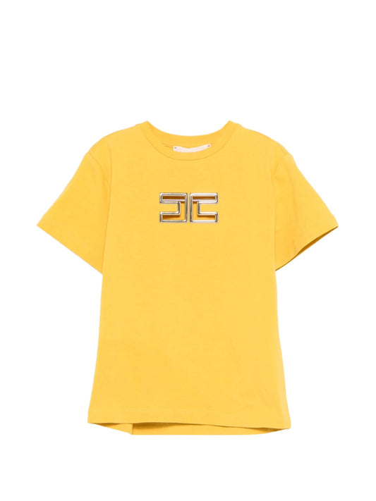 T - SHIRT GIALLA CON LOGO IN ORO ELISABETTA FRANCHI - Angel Luxury
