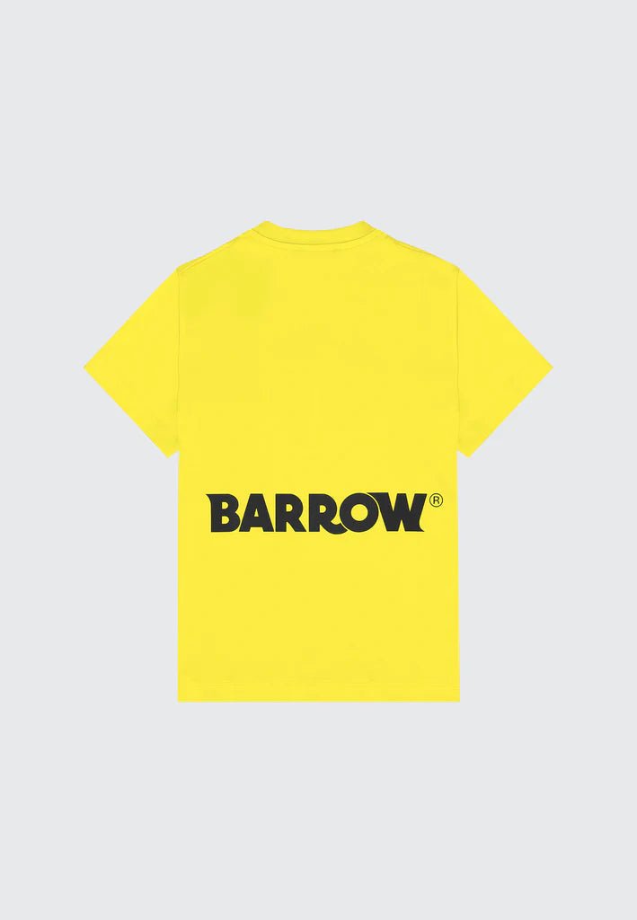 T - SHIRT GIALLA CON LOGO NERO SUL RETRO BARROW - Angel Luxury