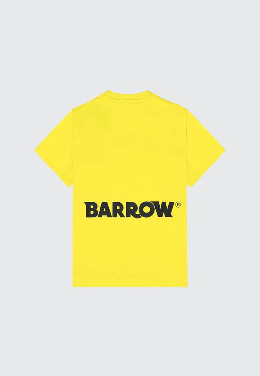 T - SHIRT GIALLA CON LOGO NERO SUL RETRO BARROW - Angel Luxury