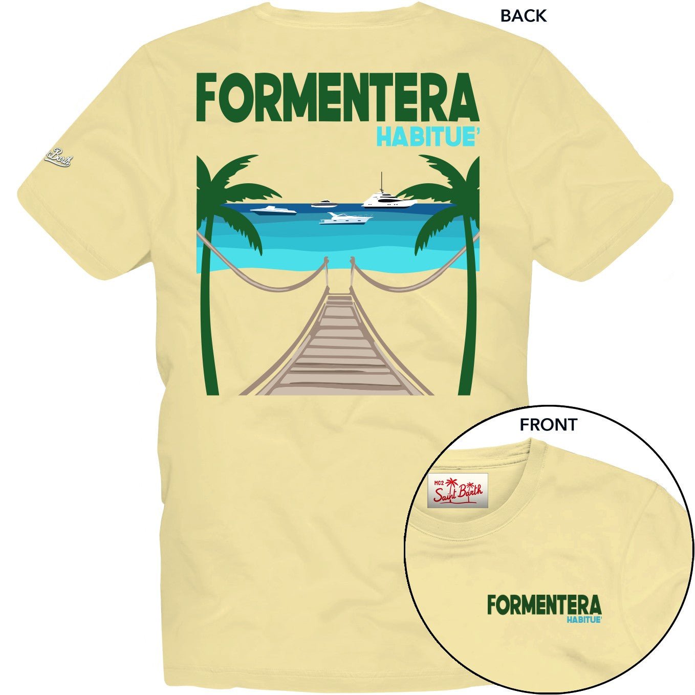 T - SHIRT GIALLA CON SCRITTA SUL DAVANTI E RETRO FORMENTERA MC2 SAINT BARTH - Angel Luxury