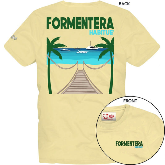 T - SHIRT GIALLA CON SCRITTA SUL DAVANTI E RETRO FORMENTERA MC2 SAINT BARTH - Angel Luxury