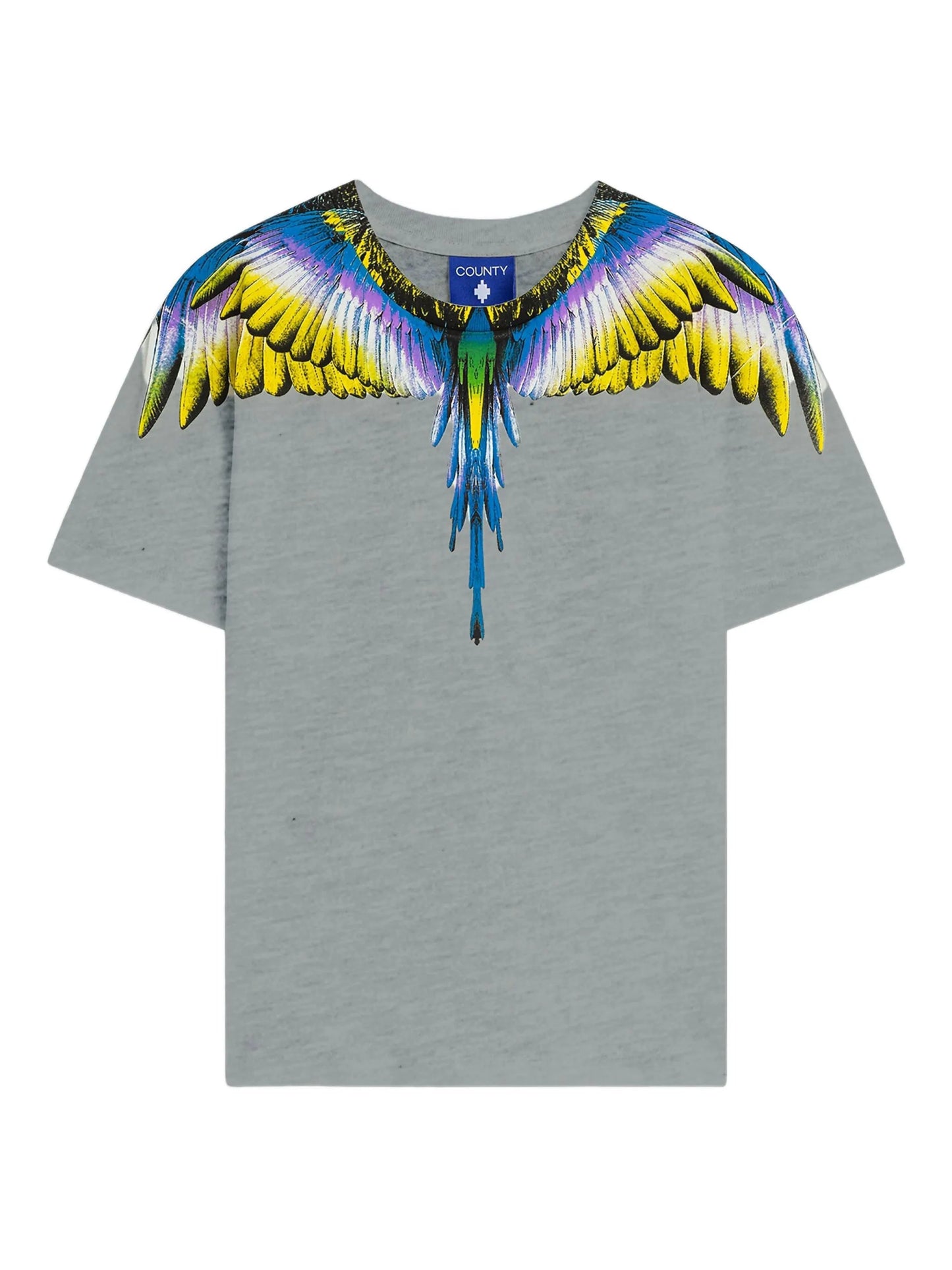 T - SHIRT GRIGIA CON ALI MULTICOLOR MARCELO BURLON - Angel Luxury
