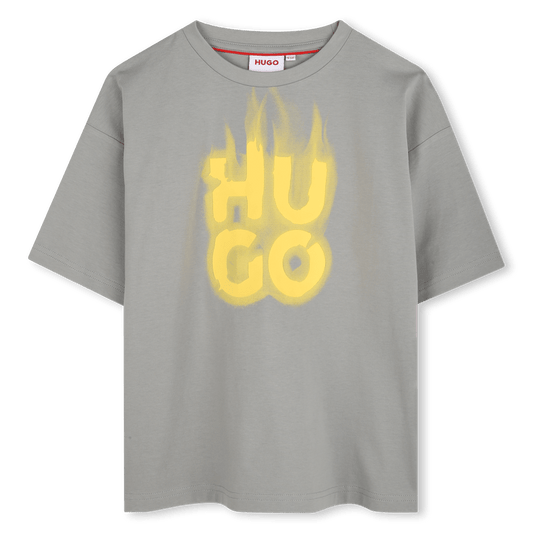 T - SHIRT GRIGIA LOGO GIALLO HUGO - Angel Luxury