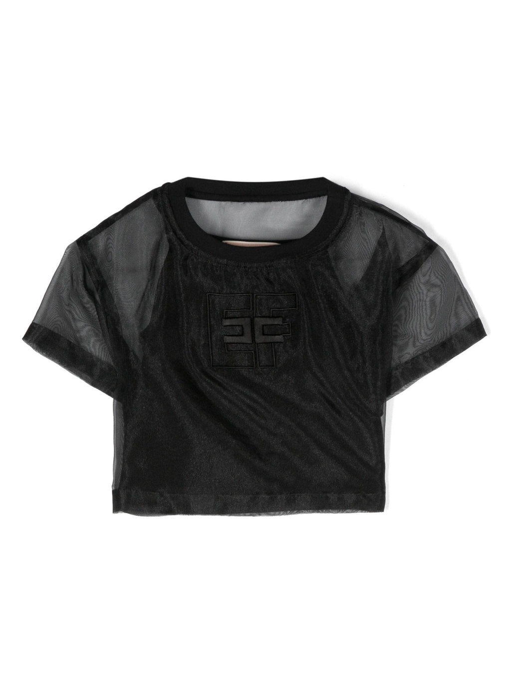 T - SHIRT IN ORGANZA NERO ELISABETTA FRANCHI - Angel Luxury