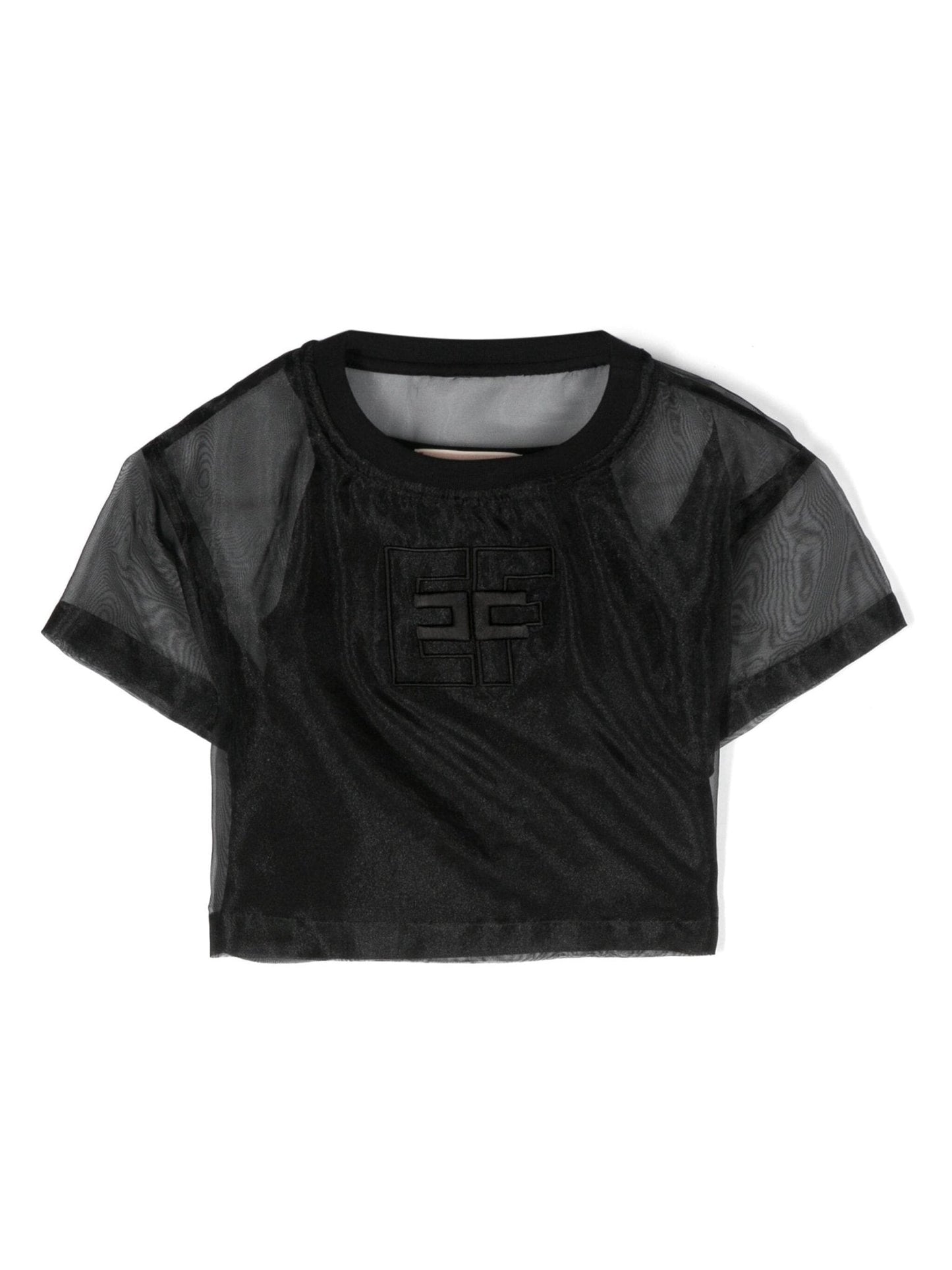 T - SHIRT IN ORGANZA NERO ELISABETTA FRANCHI - Angel Luxury