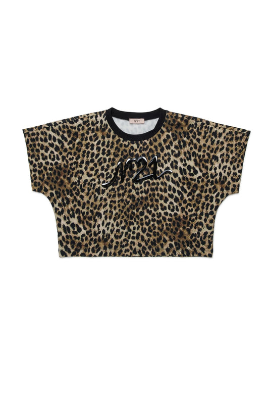 T - SHIRT MACULATA CON LOGO GOMMATO NERO N21 - Angel Luxury