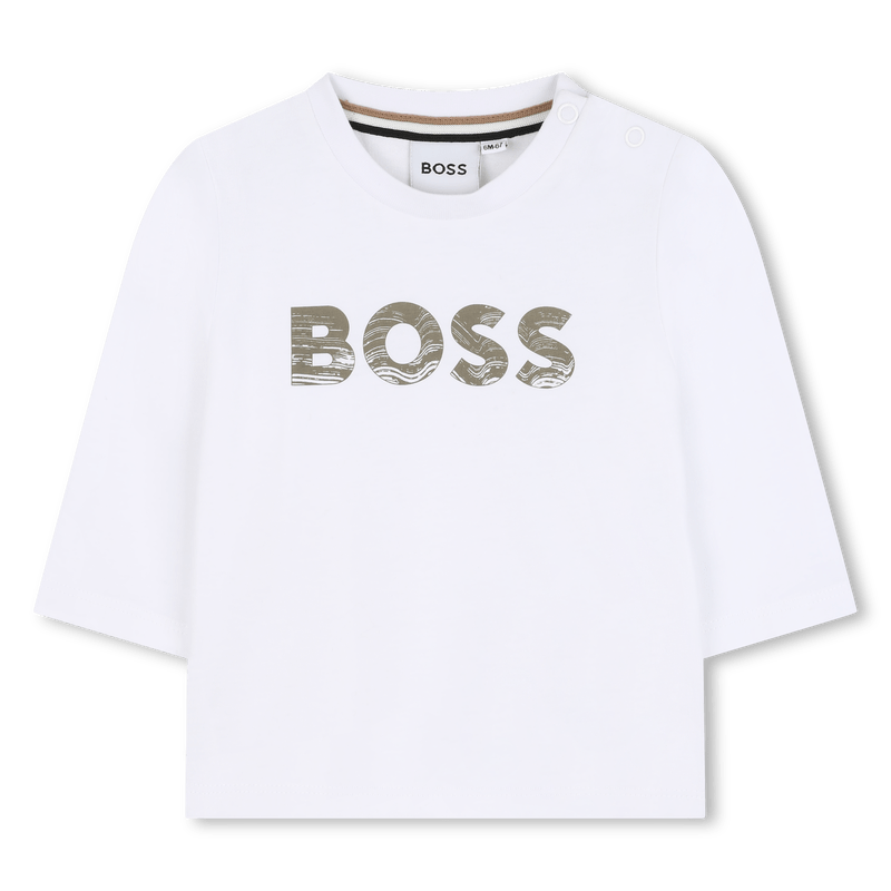 T - SHIRT MANICA LUNGA BIANCA CON LOGO VERDE HUGO BOSS - Angel Luxury