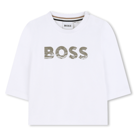 T - SHIRT MANICA LUNGA BIANCA CON LOGO VERDE HUGO BOSS - Angel Luxury