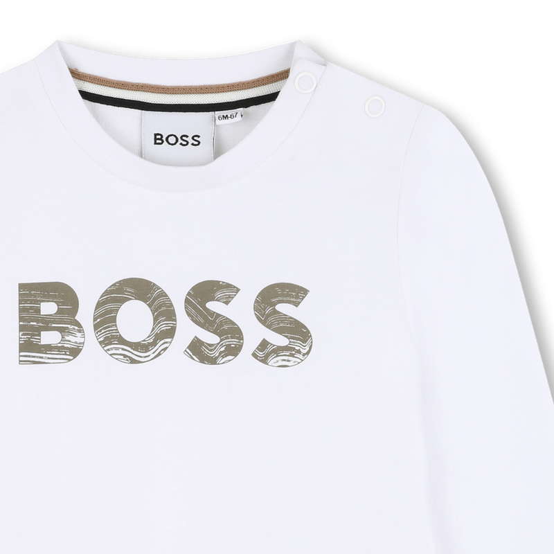 T - SHIRT MANICA LUNGA BIANCA CON LOGO VERDE HUGO BOSS - Angel Luxury