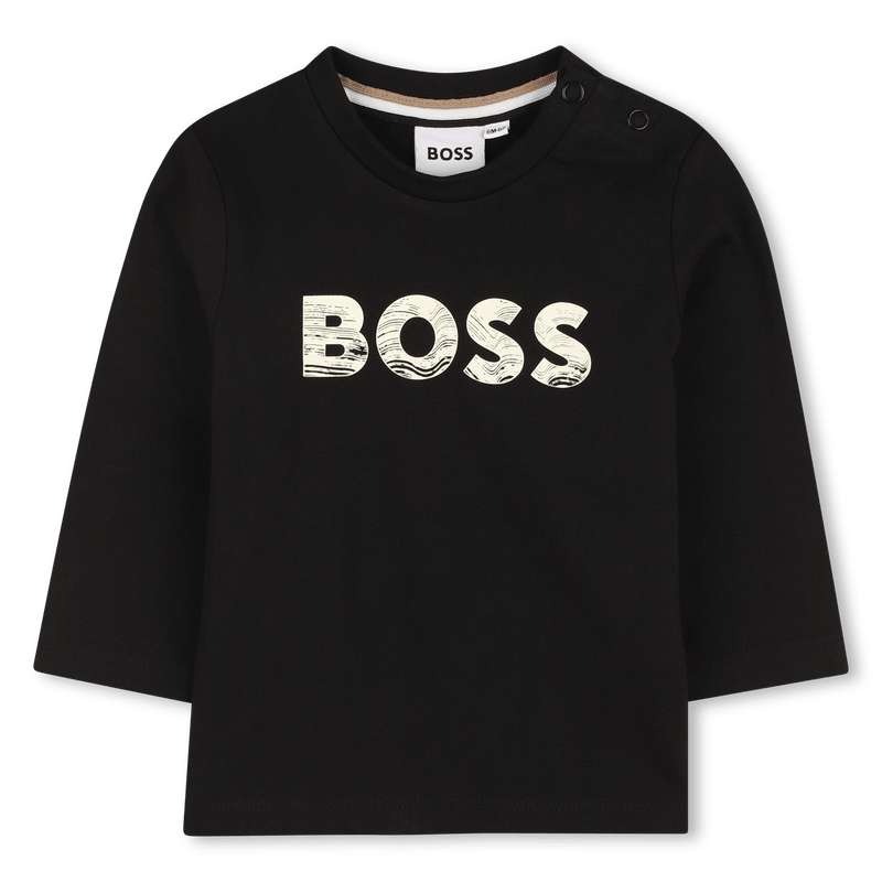 T - SHIRT MANICA LUNGA NERA CON LOGO SABBIA HUGO BOSS - Angel Luxury