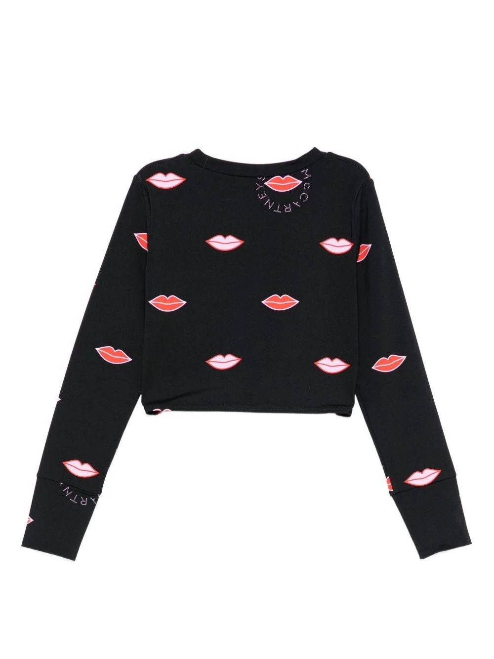 T - SHIRT MANICA LUNGA NERA CON STAMPA LABBRA STELLA MCCARTNEY - Angel Luxury