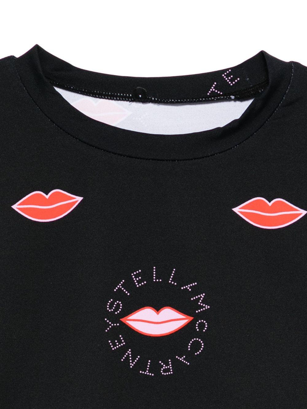 T - SHIRT MANICA LUNGA NERA CON STAMPA LABBRA STELLA MCCARTNEY - Angel Luxury