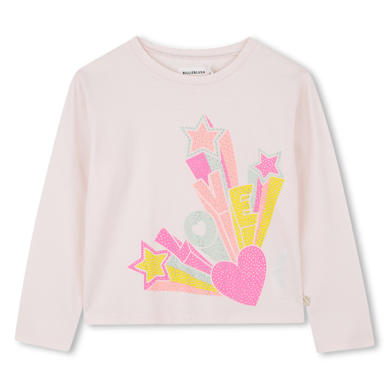 T - SHIRT MANICA LUNGA ROSA CON LOGO IN STRASS BILLIEBLUSH - Angel Luxury