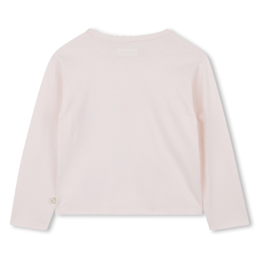 T - SHIRT MANICA LUNGA ROSA CON LOGO IN STRASS BILLIEBLUSH - Angel Luxury