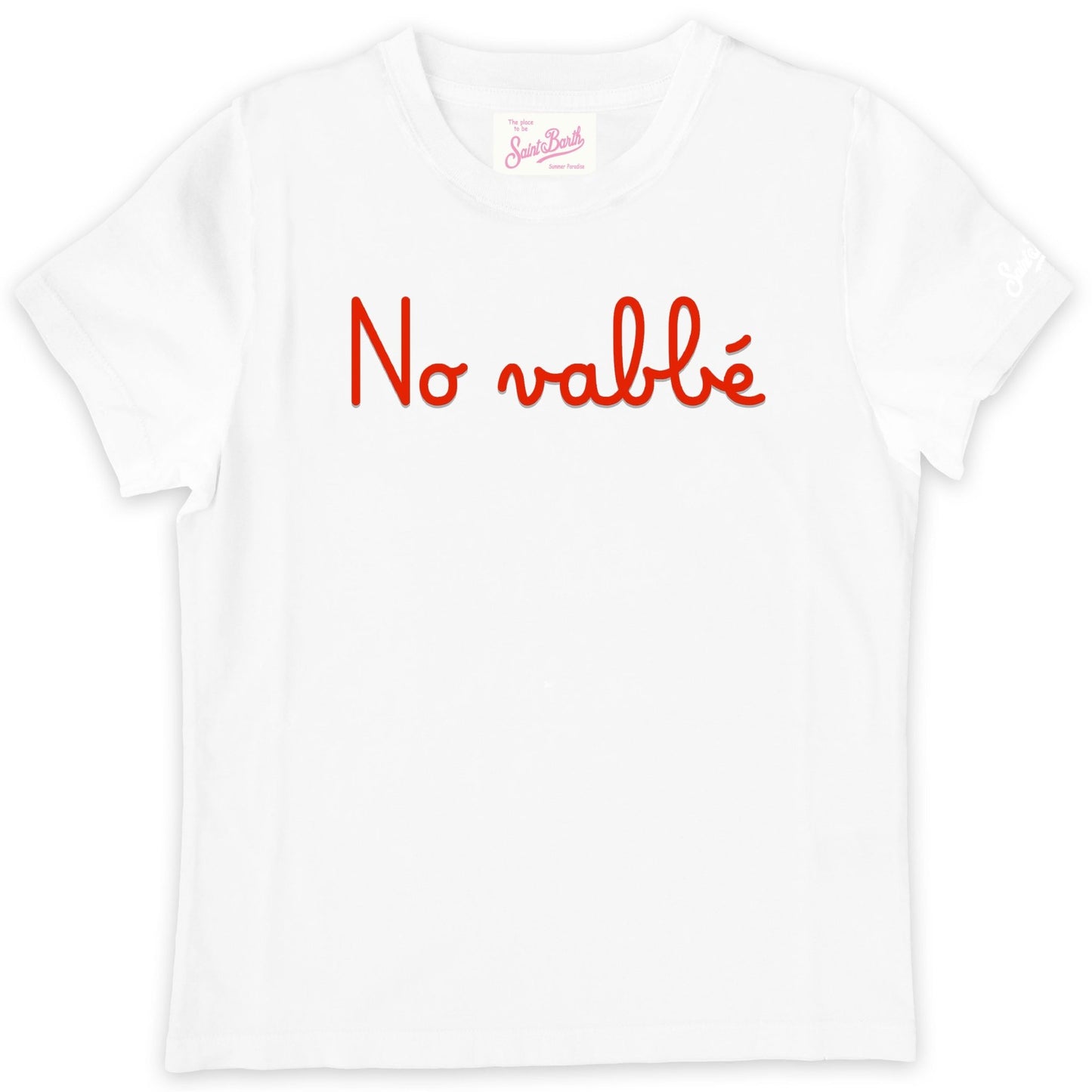 T - SHIRT MC2 SAINT BARTH BIANCA CON SCRITTA NO VABBE ROSSA - Angel Luxury