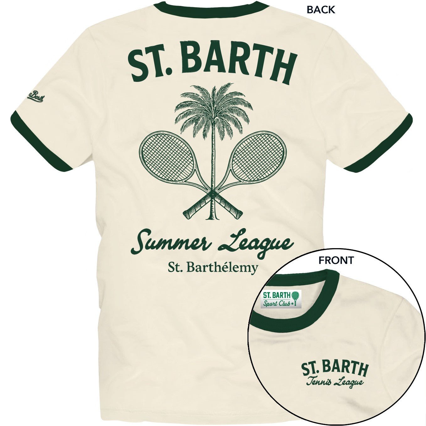 T - SHIRT MC2 SAINT BARTH BIANCA E VERDE CON STAMPA SUL RETRO - Angel Luxury