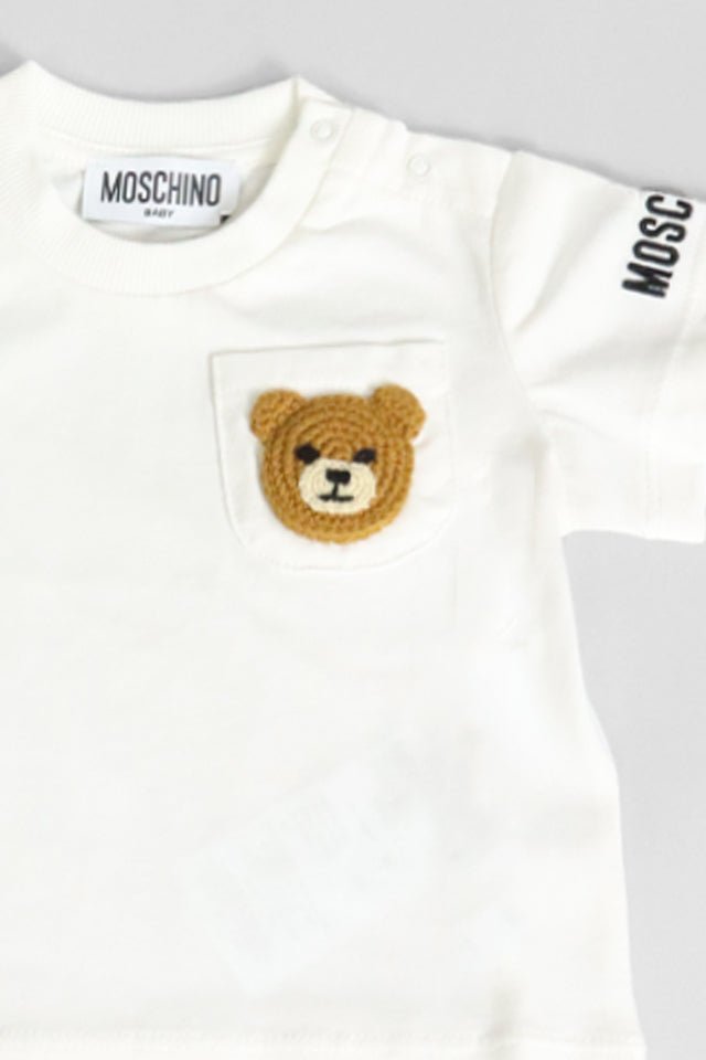 T-shirt Moschino bianca con teddy taschino - Angel Luxury