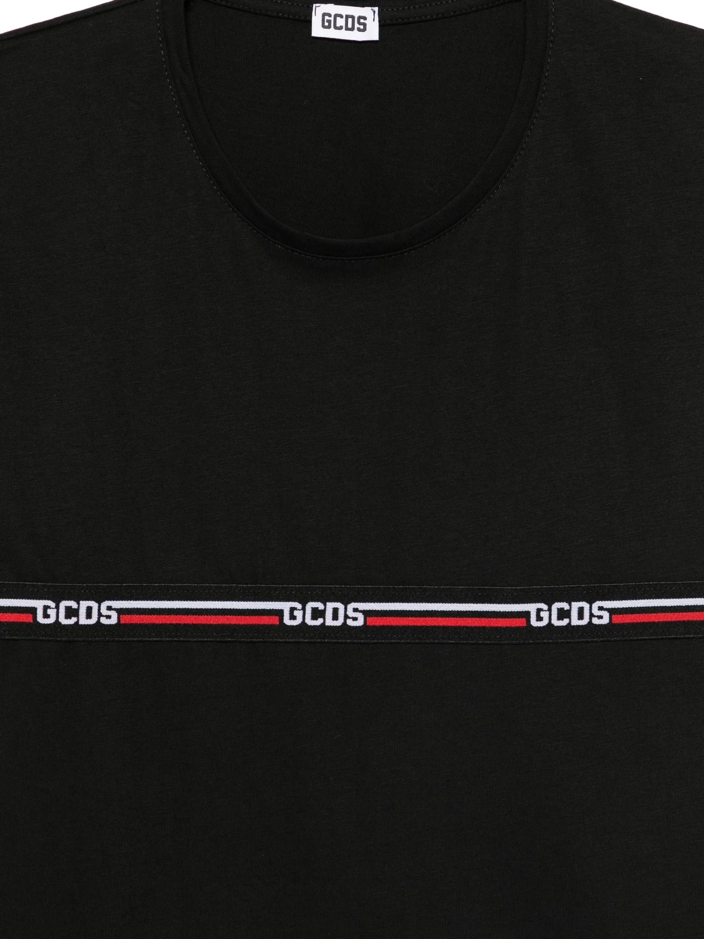 T - SHIRT NERA CON BANDA IN LOGO GCDS - Angel Luxury