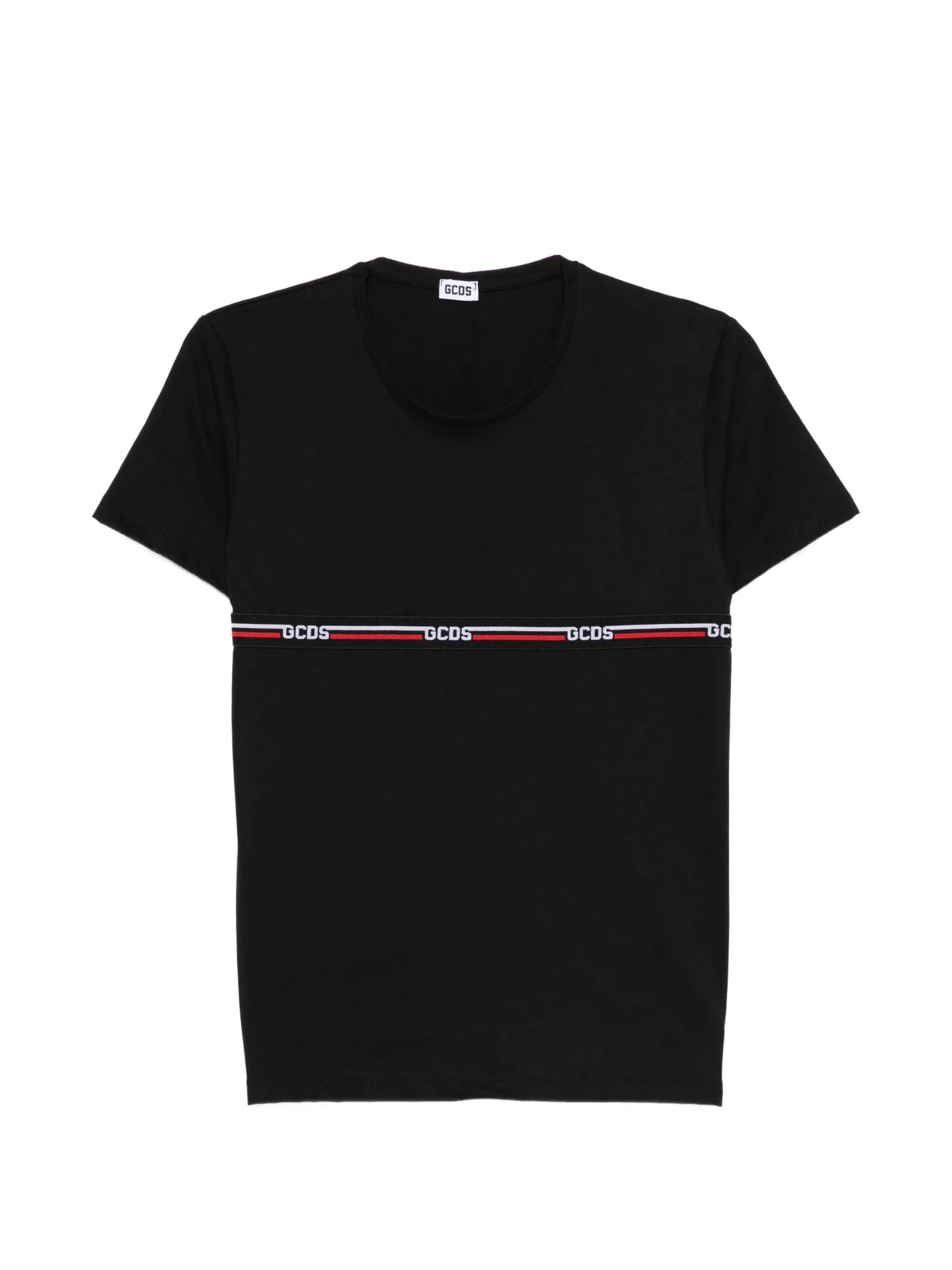 T - SHIRT NERA CON BANDA IN LOGO GCDS - Angel Luxury
