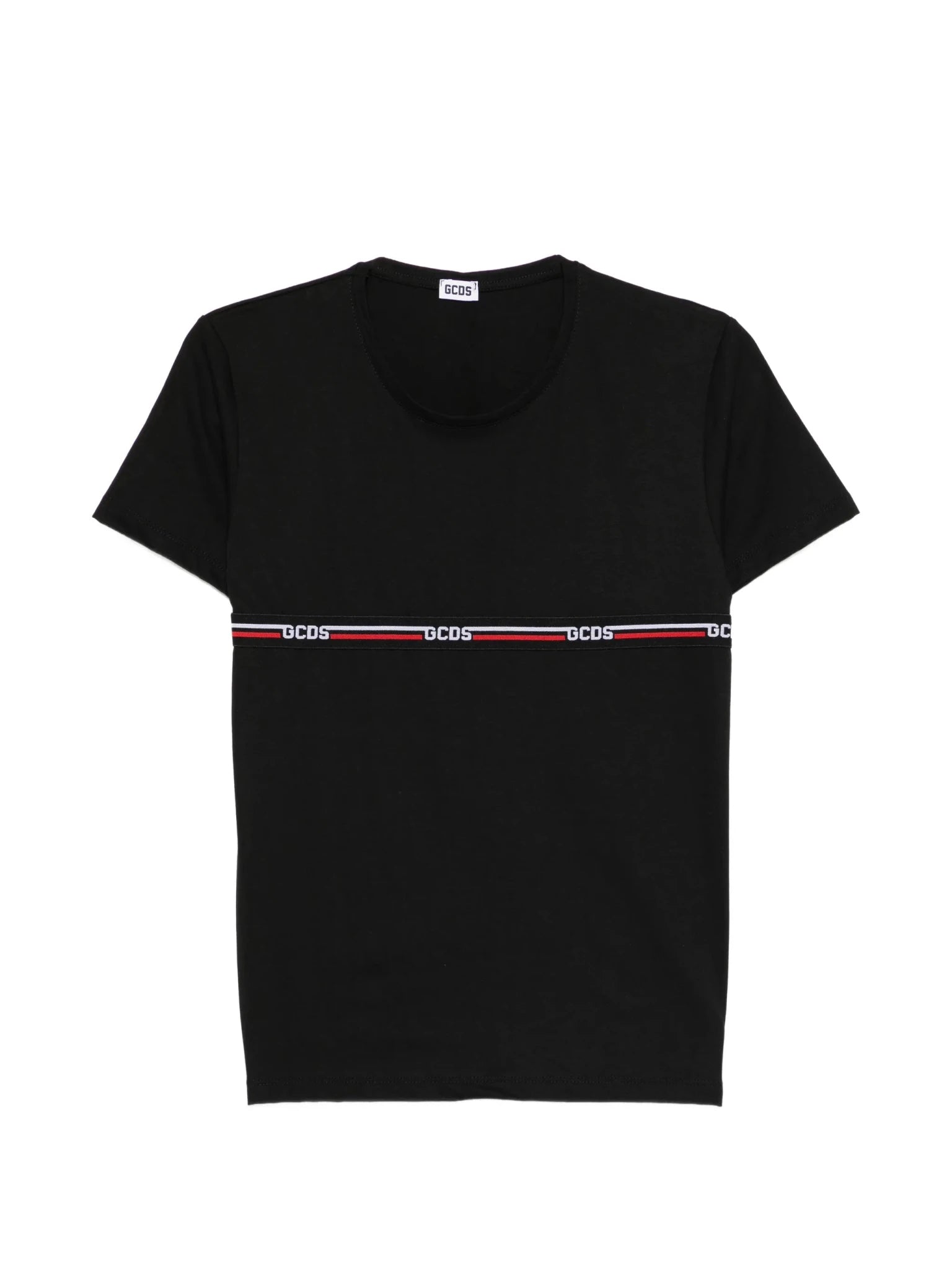 T - SHIRT NERA CON BANDA IN LOGO GCDS - Angel Luxury