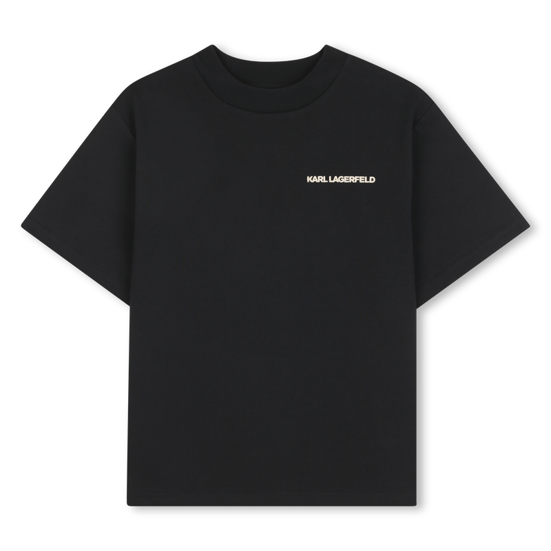 T - SHIRT NERA CON FANTASIA LOGO BEIGE KARL LAGERFELD - Angel Luxury