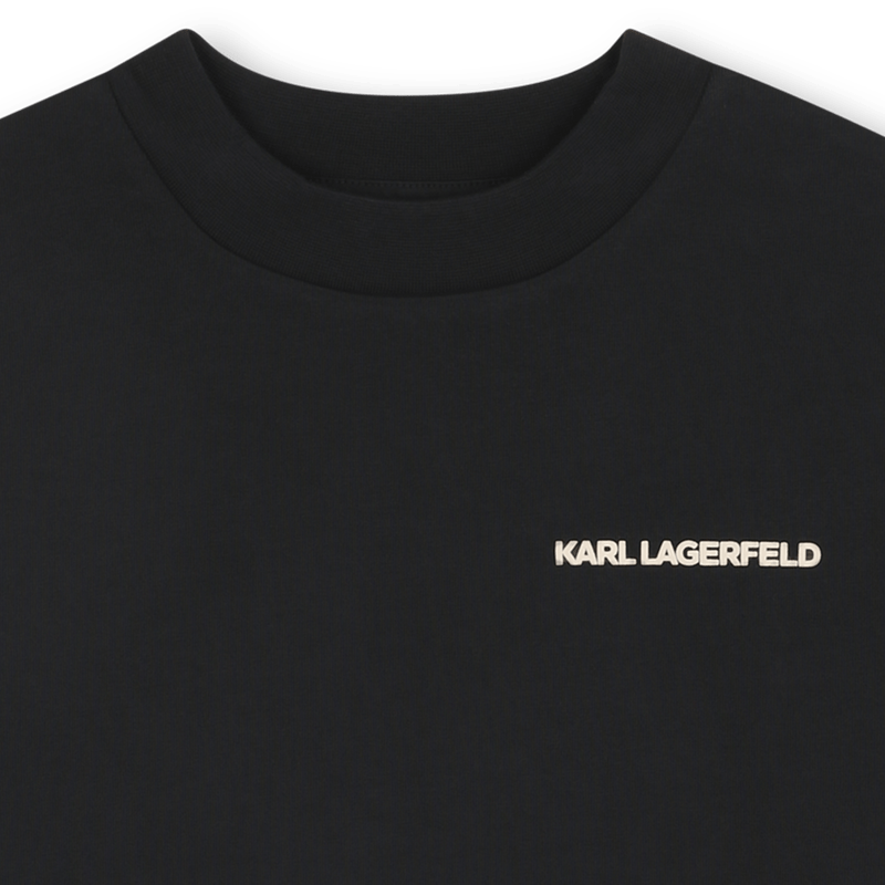 T - SHIRT NERA CON FANTASIA LOGO BEIGE KARL LAGERFELD - Angel Luxury