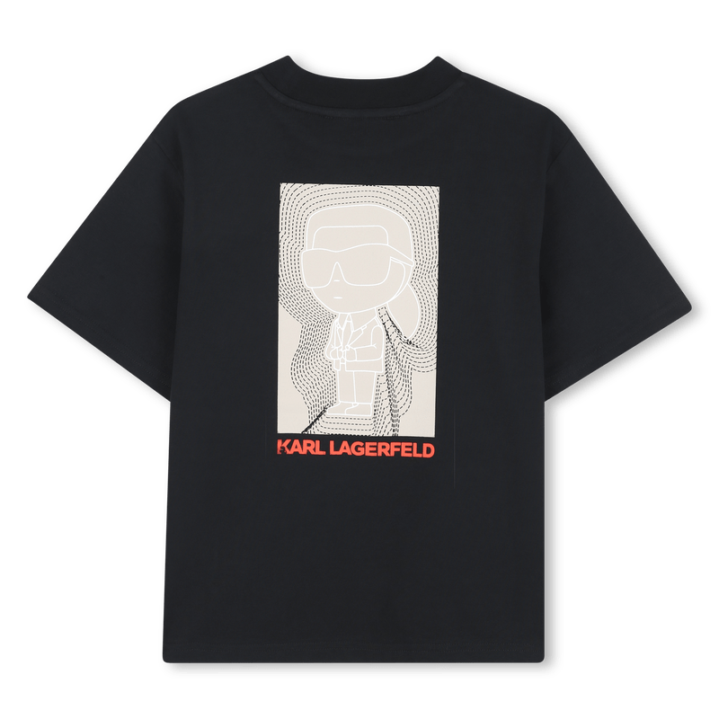 T - SHIRT NERA CON FANTASIA LOGO BEIGE KARL LAGERFELD - Angel Luxury