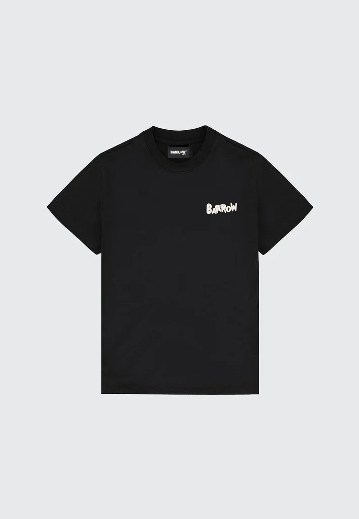 T - SHIRT NERA CON LOGO BIANC SUL RETRO BARROW - Angel Luxury