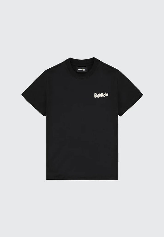 T - SHIRT NERA CON LOGO BIANC SUL RETRO BARROW - Angel Luxury