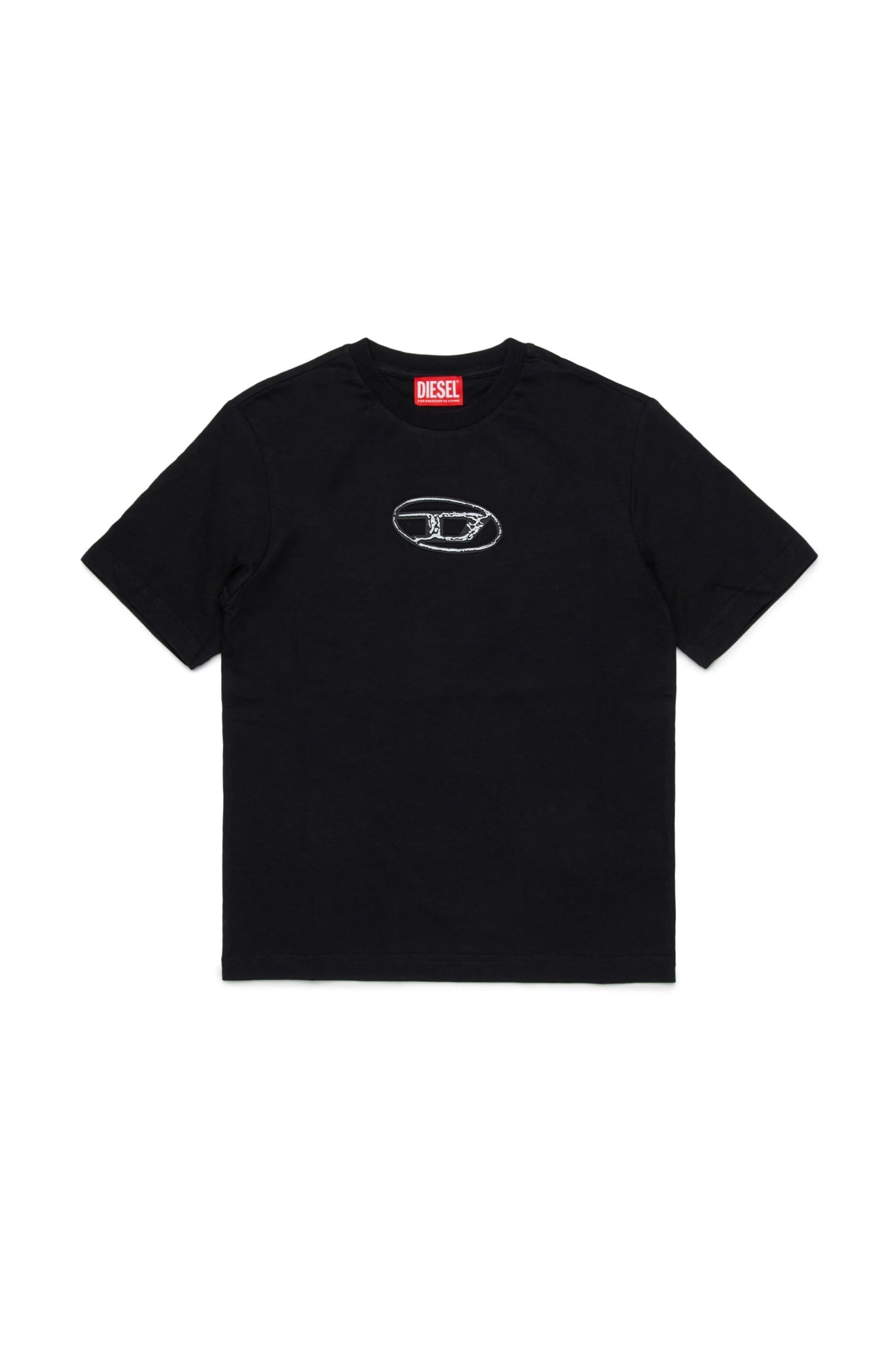 T - SHIRT NERA CON LOGO BIANCO IN RILIEVO DIESEL - Angel Luxury