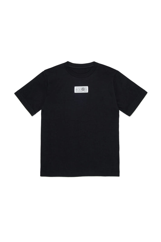 T - SHIRT NERA CON LOGO BIANCO MAISON MARGIELA - Angel Luxury