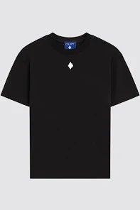 T - SHIRT NERA CON LOGO BIANCO SUL RETRO MARCELO BURLON - Angel Luxury
