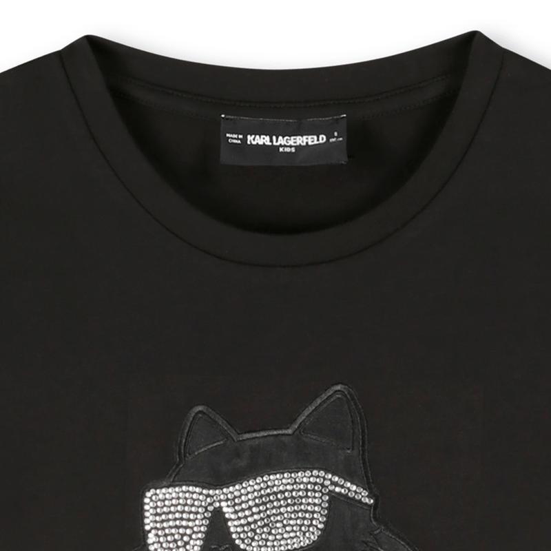 T - SHIRT NERA CON LOGO BRILLANTINATO KARL LAGERFELD - Angel Luxury