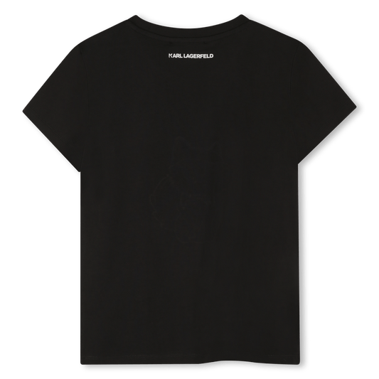 T - SHIRT NERA CON LOGO BRILLANTINATO KARL LAGERFELD - Angel Luxury