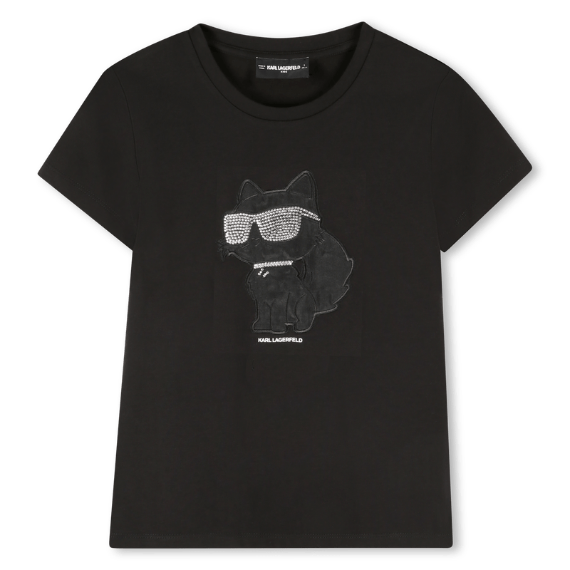 T - SHIRT NERA CON LOGO BRILLANTINATO KARL LAGERFELD - Angel Luxury