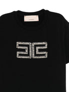 T - SHIRT NERA CON LOGO DI CRISTALLI ELISABETTA FRANCHI - Angel Luxury