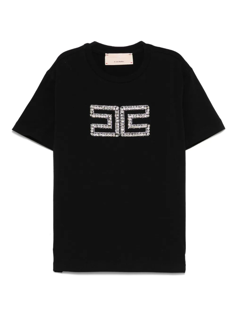 T - SHIRT NERA CON LOGO DI CRISTALLI ELISABETTA FRANCHI - Angel Luxury