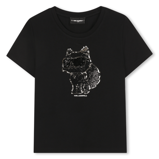 T - SHIRT NERA CON LOGO GIRABRILLA KARL LAGERFELD - Angel Luxury