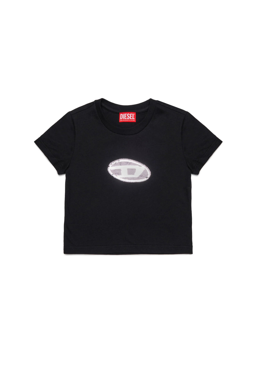 T - SHIRT NERA CON LOGO IN PAILLETTES DIESEL - Angel Luxury