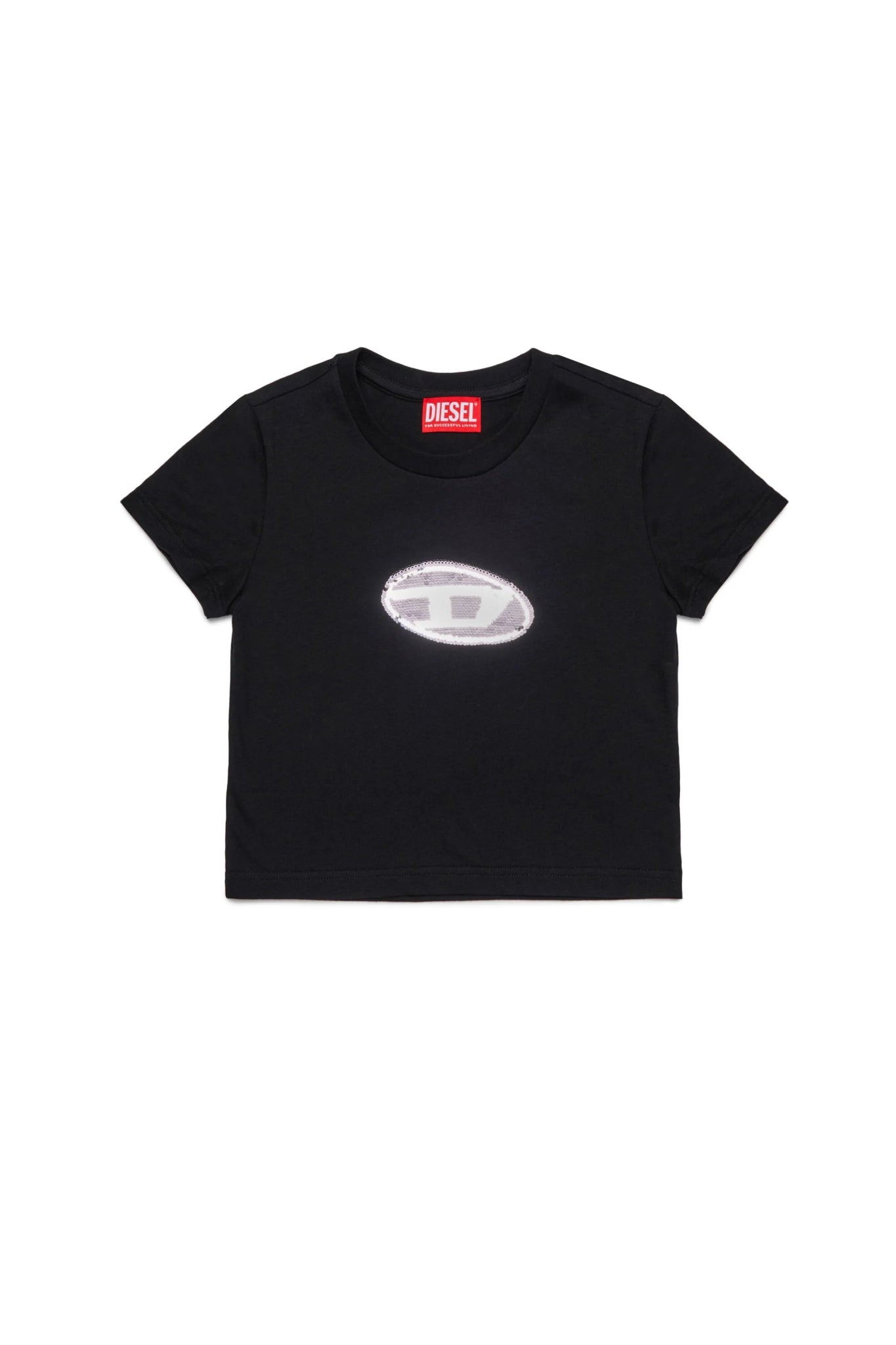 T - SHIRT NERA CON LOGO IN PAILLETTES DIESEL - Angel Luxury
