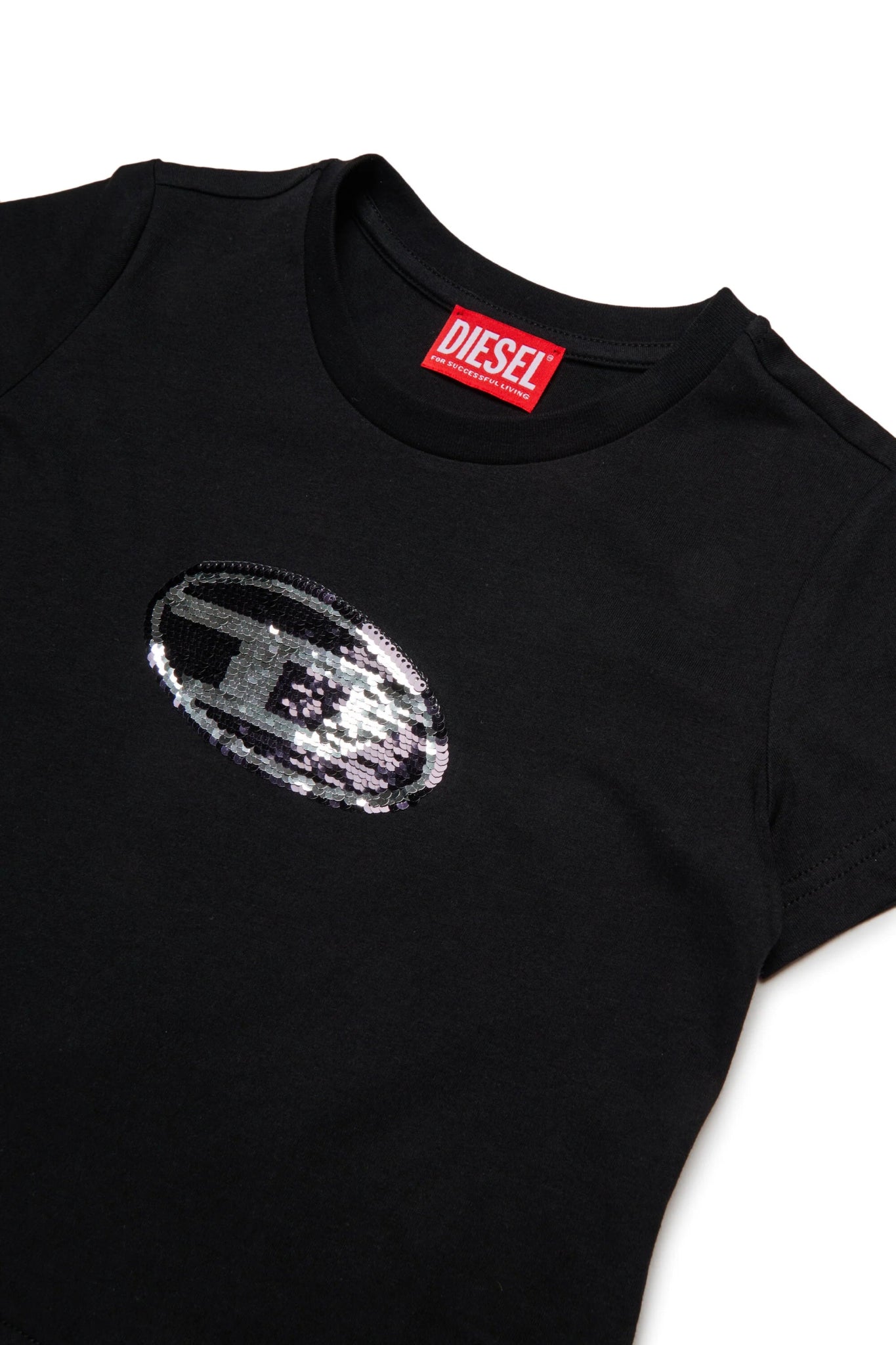 T - SHIRT NERA CON LOGO IN PAILLETTES DIESEL - Angel Luxury